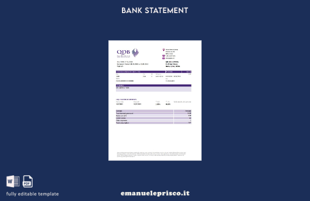 modello Excel di estratto conto bancario in stile verificato Qatar Development